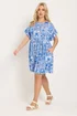 Yours Curve Blue Mixed Shell Frill Sleeve Tunic Dress - 16 Image 2