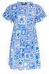 Yours Curve Blue Mixed Shell Frill Sleeve Tunic Dress - 16 Image 5