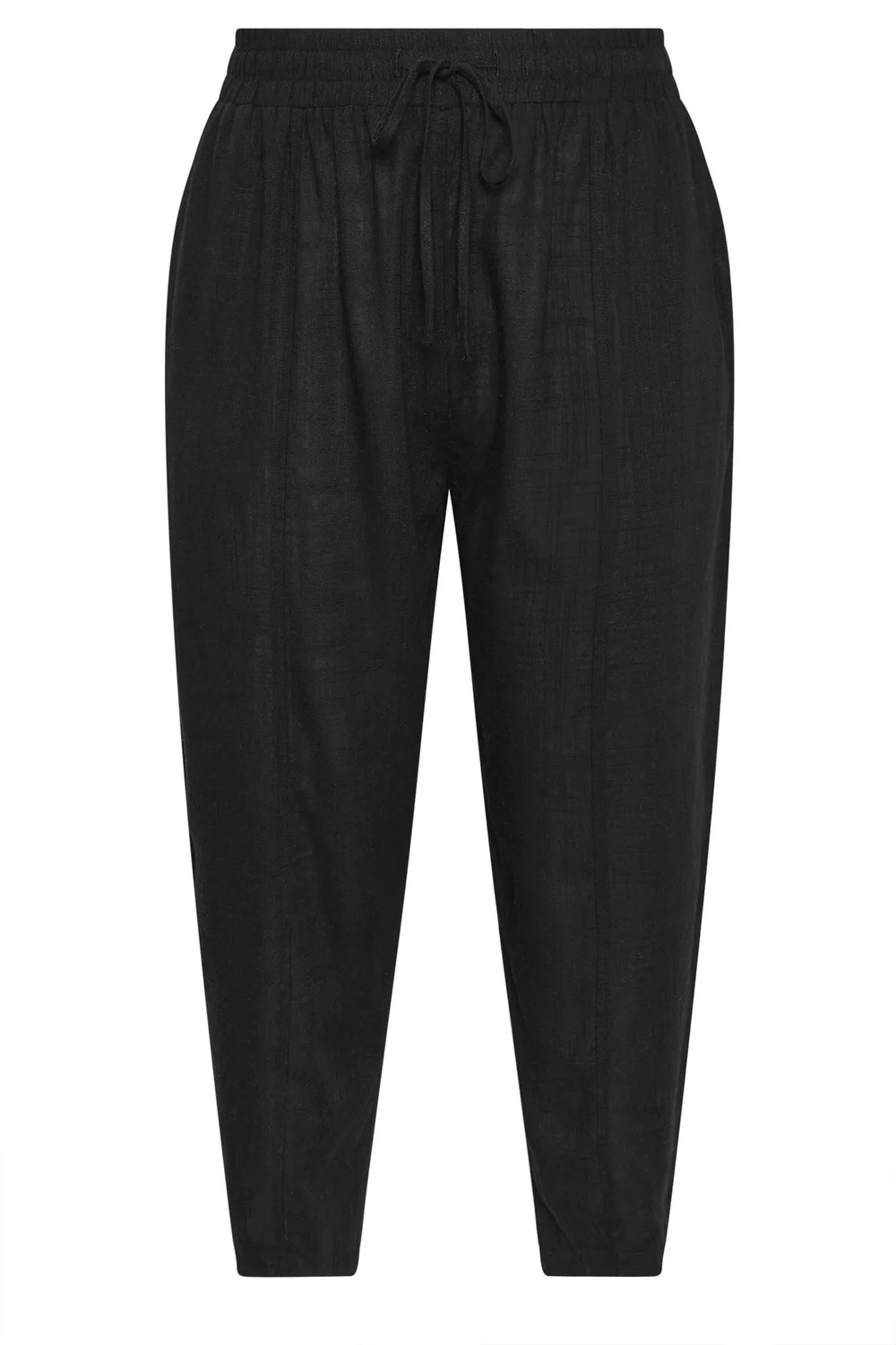 Yours Curve Black Barrel Leg Linen Trousers - 20 Image 5