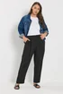 Yours Curve Black Barrel Leg Linen Trousers - 20 Image 2