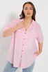 Yours Curve Pink Short Sleeve Linen Shirt - 26-28 Image 2
