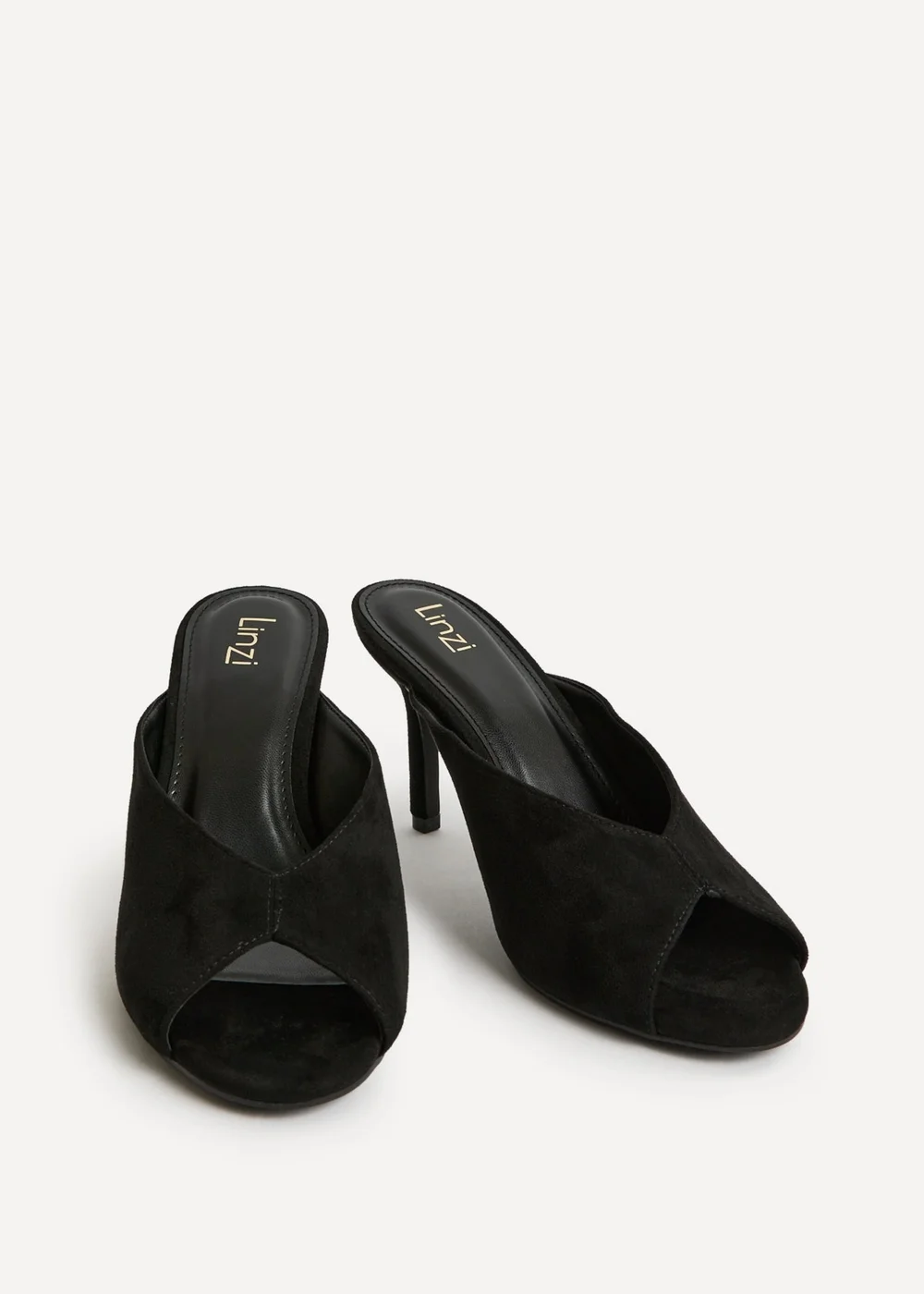 Linzi Marseille Black Peep Toe Mule Heels - Size 6 Image 3