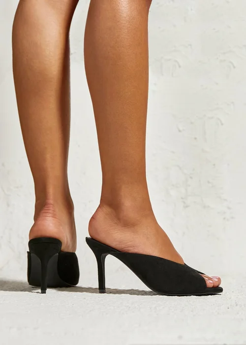 Linzi Marseille Black Peep Toe Mule Heels - Size 6 Image 1