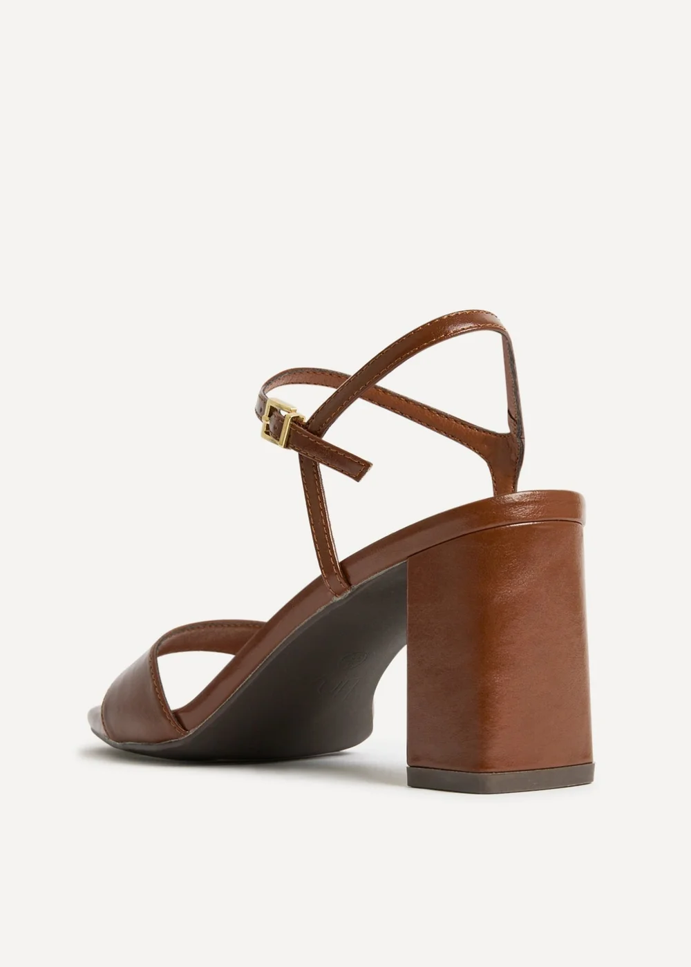 Linzi Reveal Brown Faux Leather Block Heeled Sandals - Size 7 Image 5