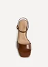 Linzi Reveal Brown Faux Leather Block Heeled Sandals - Size 7 Image 4