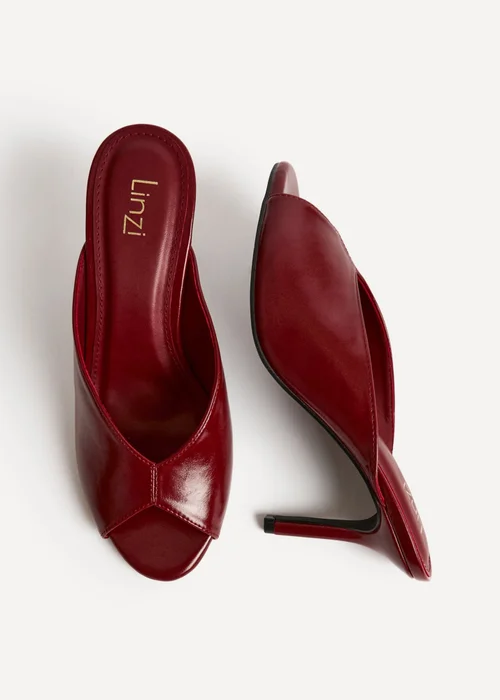 Linzi Marseille Red Peep Toe Mule Heels - Size 5 Image 5