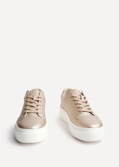 Linzi Jersey Gold Faux Leather Trainers - Size 6 Image 3