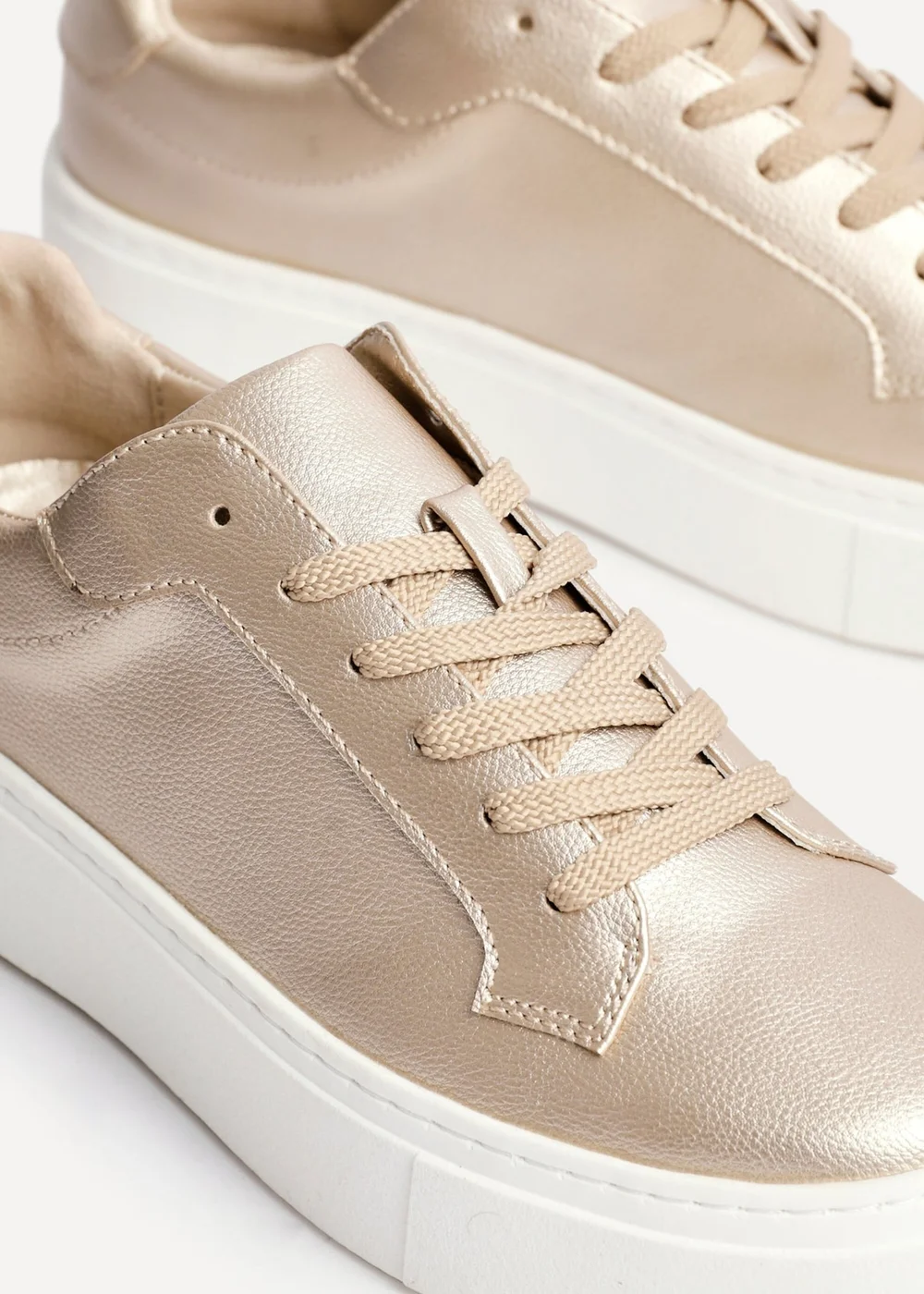 Linzi Jersey Gold Faux Leather Trainers - Size 6 Image 5