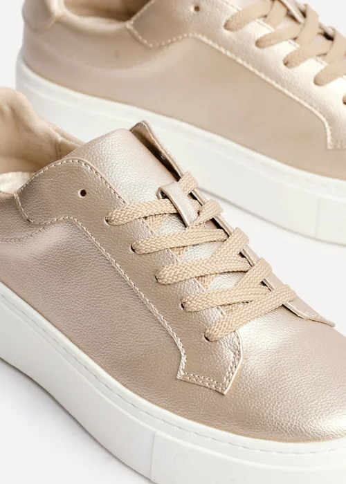 Linzi Jersey Gold Faux Leather Trainers - Size 6 Image 5