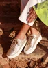 Linzi Jersey Gold Faux Leather Trainers - Size 6 Image 1