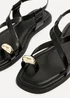 Linzi Salma Black & Gold Flat Sandals - Size 7 Image 4