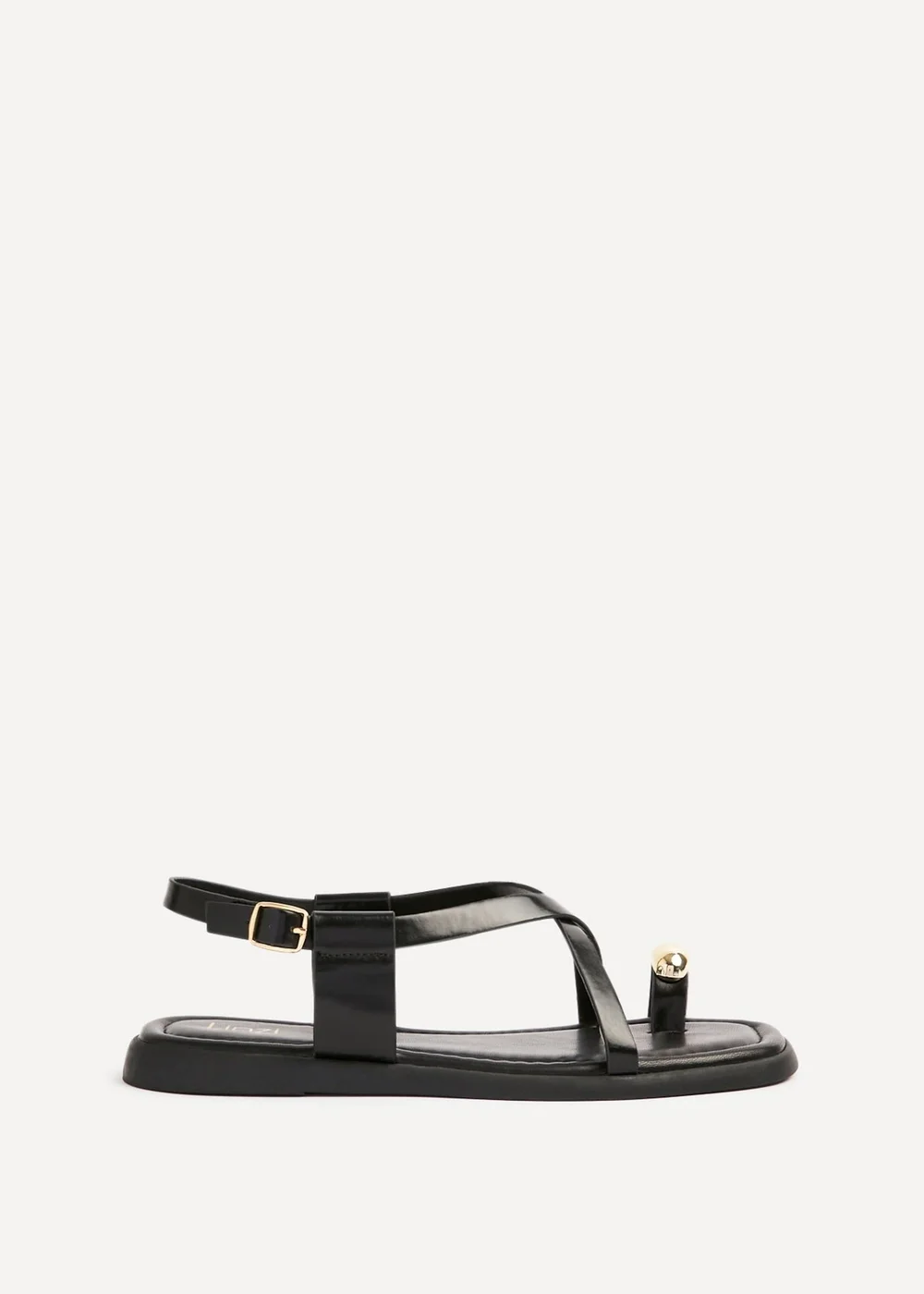 Linzi Salma Black & Gold Flat Sandals - Size 7 Image 2
