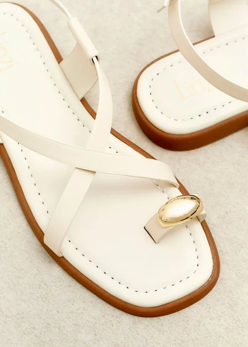 Linzi Salma Cream & Gold Flat Sandals - 8 Image 1