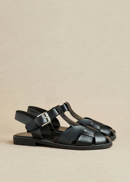 Linzi Rhoda Black Flat Fisherman Sandals - Size 6 Image 6