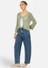 Yumi Green Tie Front Knitted Pointelle Cardi - L Image 2