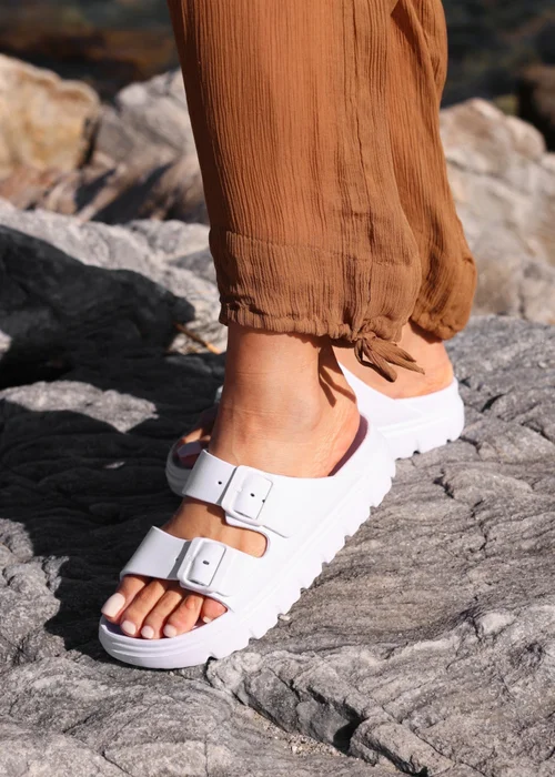 Linzi Sirocco White Platform Slider Sandals - 3 Image 6