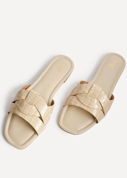 Linzi Fletcher Nude Croc Slider Sandals - 4 Image 4
