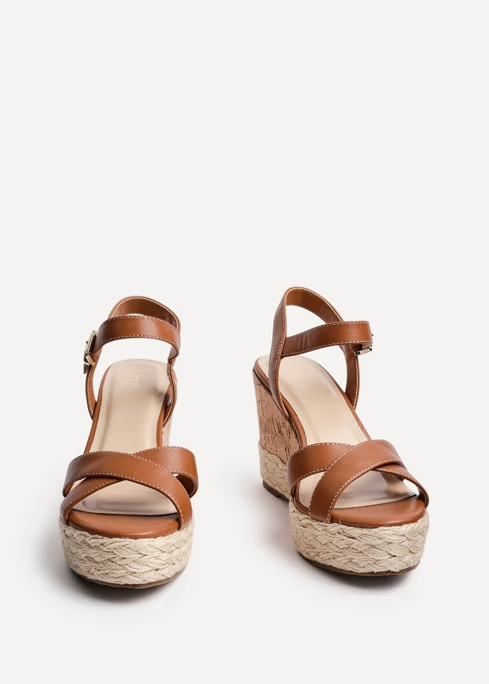 Linzi Lilia Tan Crossover Cork Wedges - Size 6 Image 3