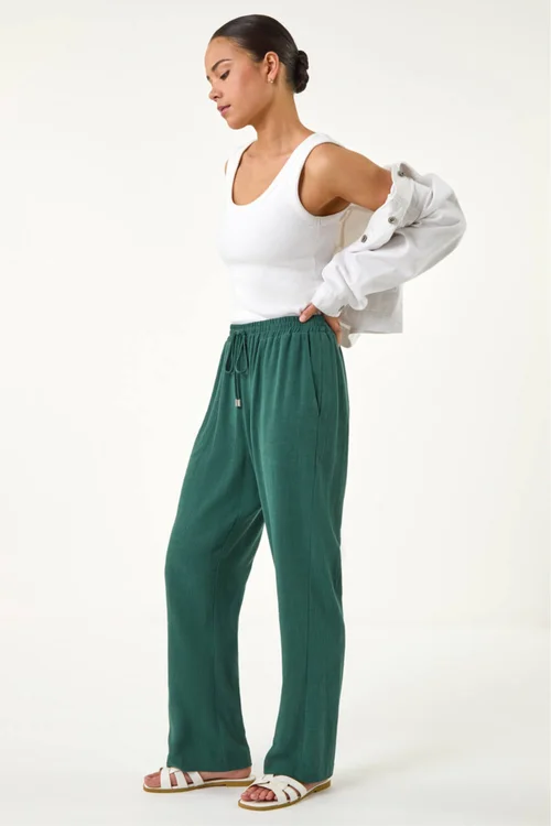 Roman Dark Green Petite Linen Mix Trousers - 12 Image 1
