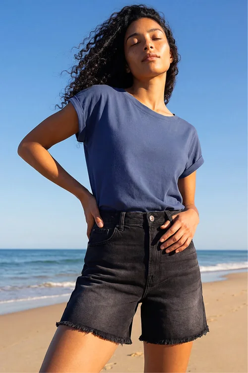 Roman Denim Plain Stretch Cotton Jersey T-Shirt - 10 Image 2