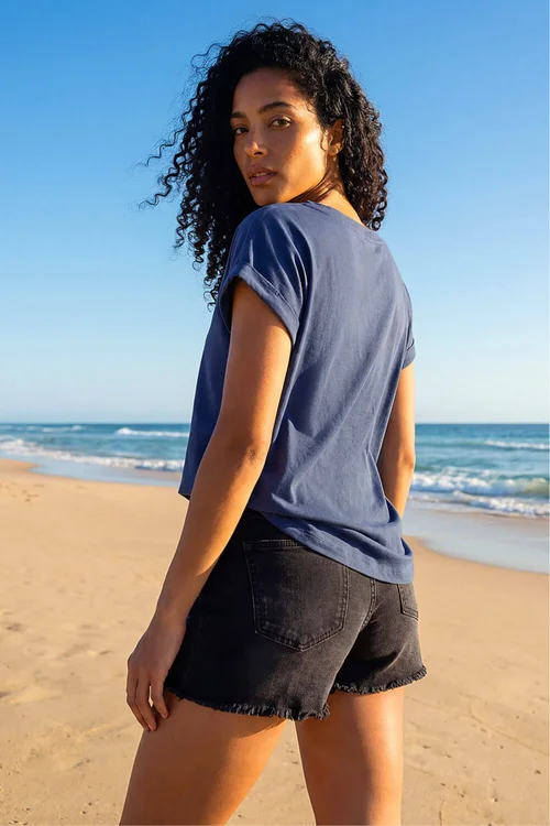 Roman Denim Plain Stretch Cotton Jersey T-Shirt - 10 Image 3