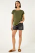 Roman Olive Plain Stretch Cotton Jersey T-Shirt - 12 Image 2