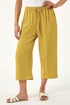 Roman Ochre Petite Linen Mix Wide Cropped Trousers - 14 Image 4