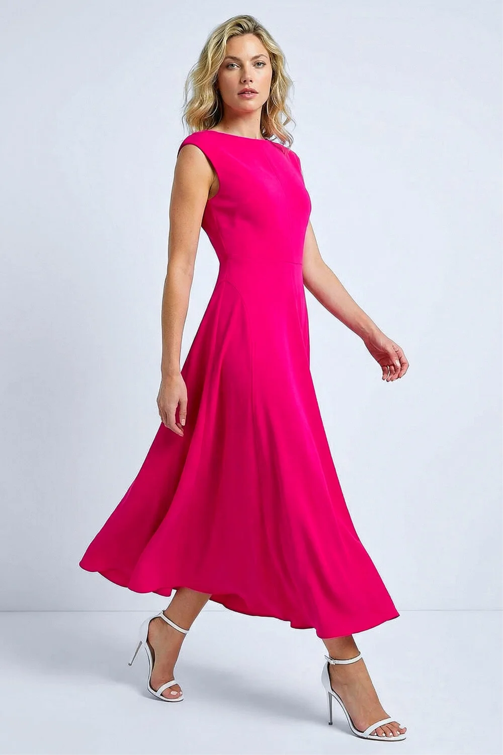 Roman Cerise Fit & Flare Midi Dress - 18 Image 1
