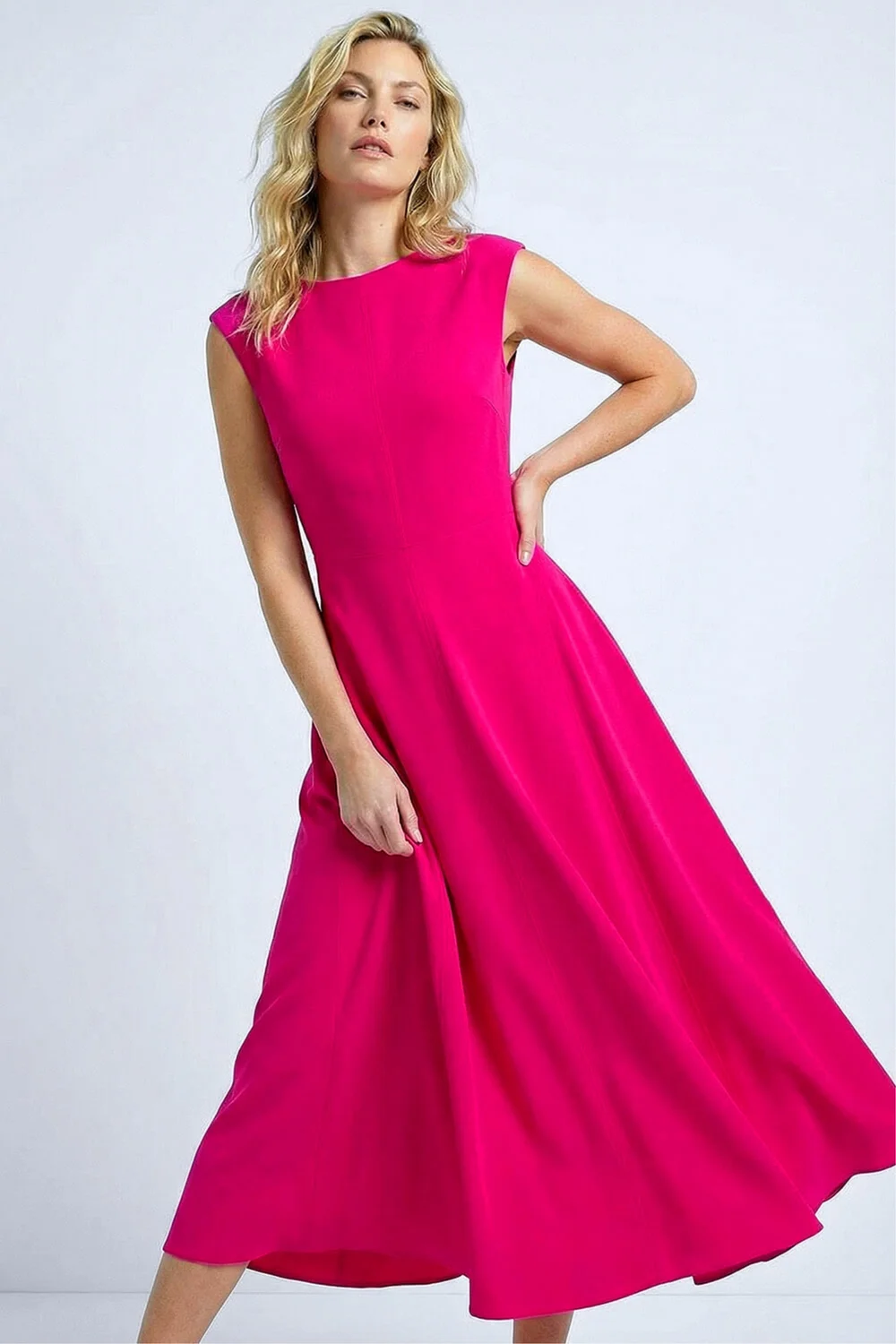 Roman Cerise Fit & Flare Midi Dress - 18 Image 2