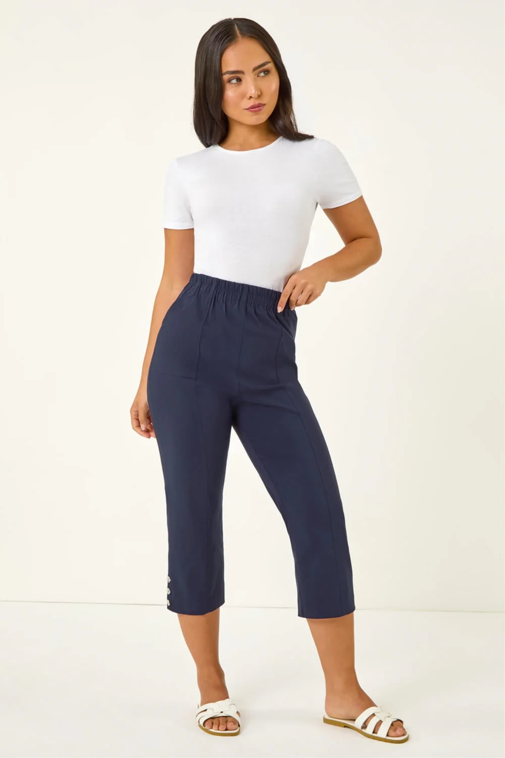 Roman Navy Petite Bengaline Cropped Trouser - 14 Image 2