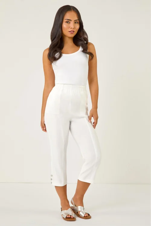 Roman White Petite Bengaline Cropped Stretch Trouser - 16 Image 2