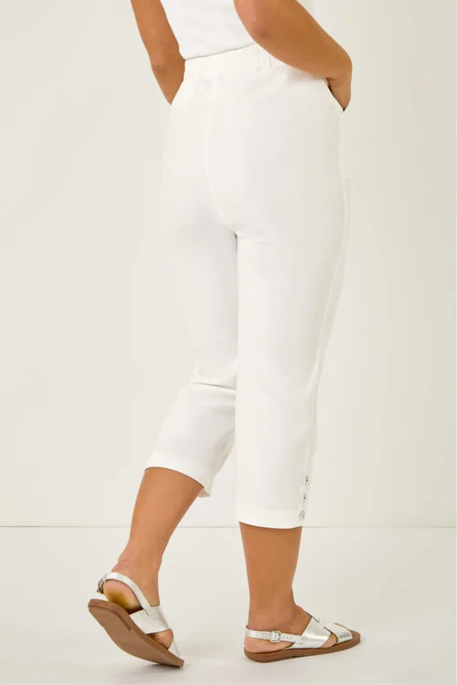 Roman White Petite Bengaline Cropped Stretch Trouser - 16 Image 3