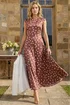 Roman Chocolate Polka Dot Boat Neck Dress - 14 Image 1