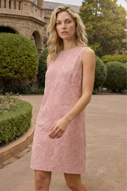 Roman Light Pink Premium Sequin Shift Dress - 16 Image 1