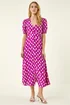 Roman Magenta Spot Print Button Midi Dress - 14 Image 2