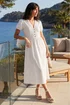 Roman White Cotton Crochet Trim Dress - 20 Image 1