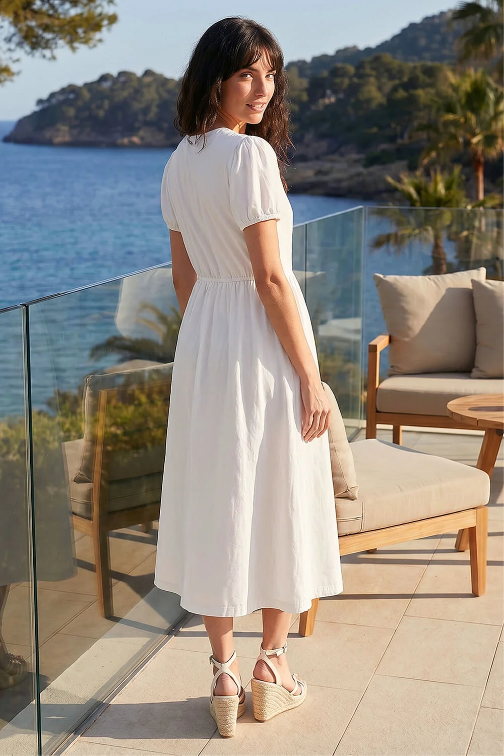 Roman White Cotton Crochet Trim Dress - 20 Image 3
