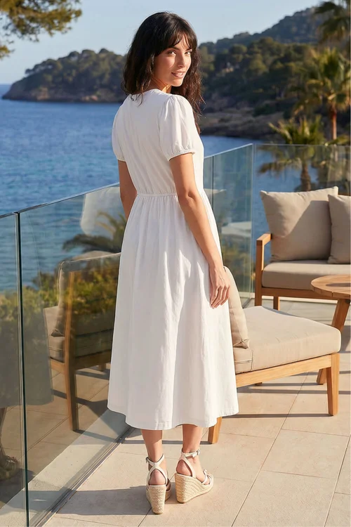 Roman White Cotton Crochet Trim Dress - 20 Image 3