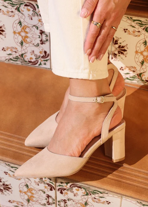 Linzi Larsa Wide Fit Nude Faux Suede Court Heels - 5 Image 1