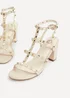 Linzi Tessa Beige Studded Block Heel Sandals - Size 5 Image 4