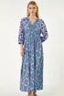 Roman Blue Abstract Print V-Neck Maxi Dress - 10 Image 4
