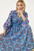 Roman Blue Abstract Print V-Neck Maxi Dress - 10 Image 1
