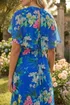 Roman Blue Floral Chiffon Back Cape Dress - 10 Image 4