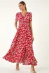 Roman Red Floral Print Button Maxi Dress - 18 Image 2