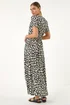 Roman Black Geo Print V-Neck Maxi Dress - 14 Image 3