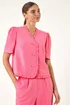Roman Pink Frill Linen Blend Button Jacket - 12 Image 4