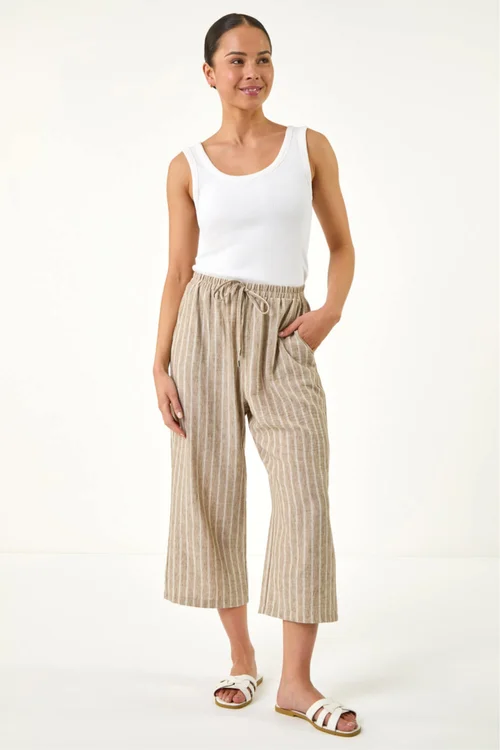 Roman Stone Petite Stripe Cropped Wide Leg Trouser - 16 Image 2