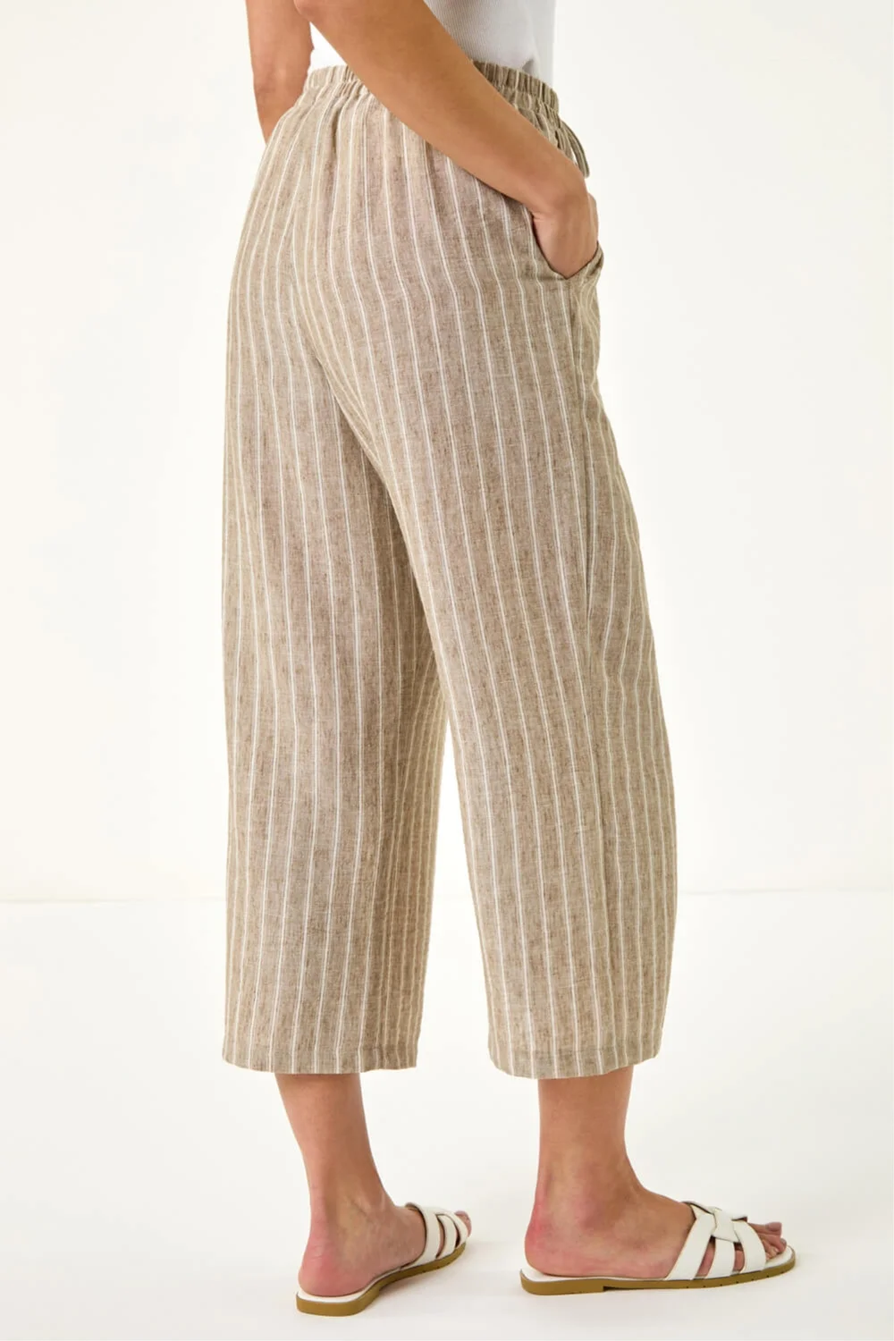Roman Stone Petite Stripe Cropped Wide Leg Trouser - 16 Image 3