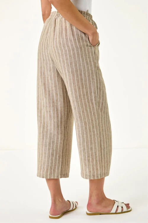 Roman Stone Petite Stripe Cropped Wide Leg Trouser - 16 Image 3