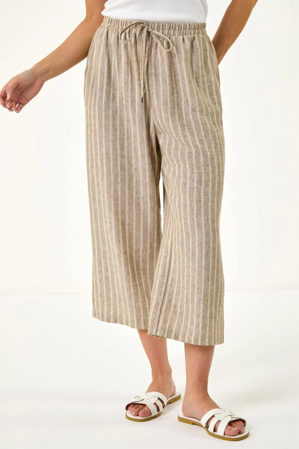Roman Stone Petite Stripe Cropped Wide Leg Trouser - 16 Image 4
